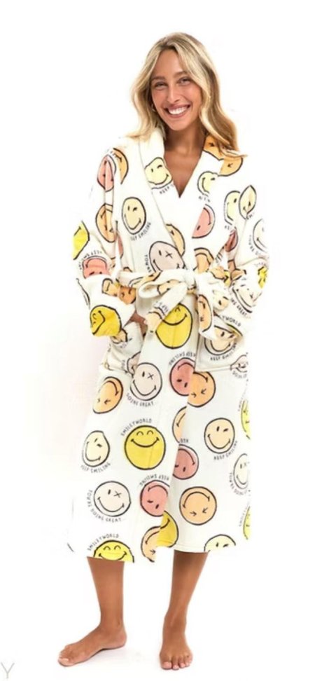 Ohy-חלוק בית פלאנל פליז סמייל