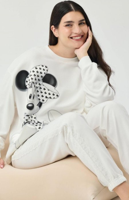 סט פיג'מה בעיטור תחרה פרנץ' טרי מיני