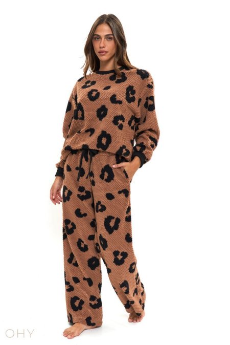 פיג'מה פלאנל פליז מנומר