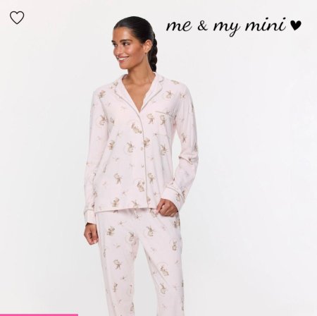 סט פיג'מה מכופתרת כותנה חיות