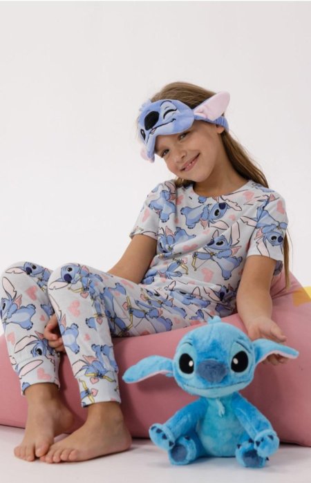 סט פיג'מה עם כיסוי עיניים stitch