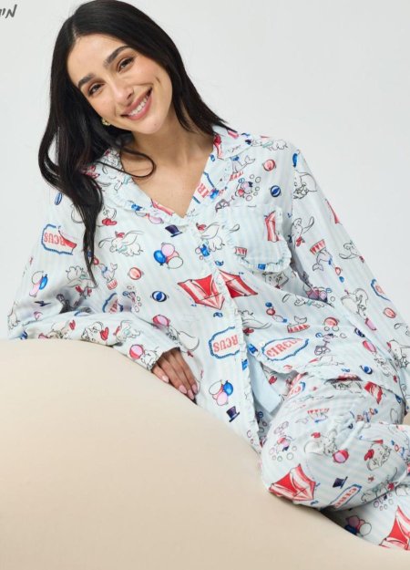 סט פיג'מה מכופתרת דקה Dumbo