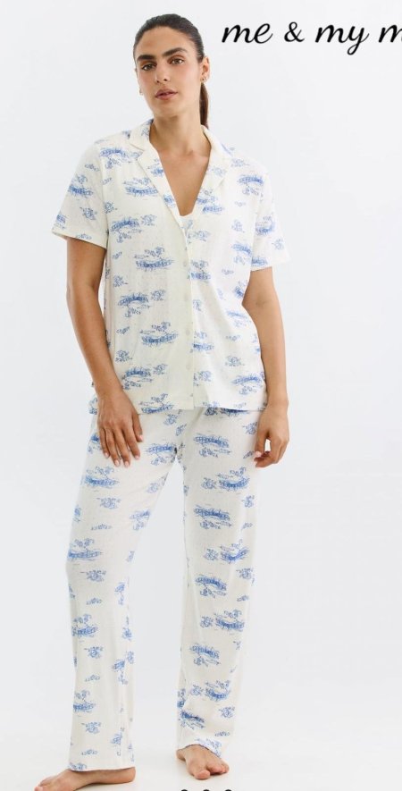 סט פיג'מה מכופתרת פוינטל