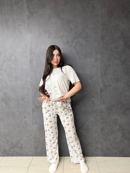 סט פיג'מה קא+טי דפוס